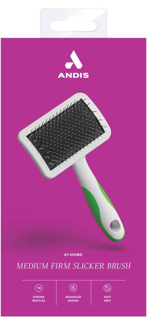 Medium Firm Slicker Brush, Green/White