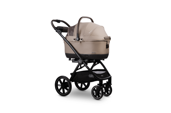 Fawn+Chocolate Maeve iso6X Wind + Roscoe Trek Pet Car Seat and Stroller Travel System