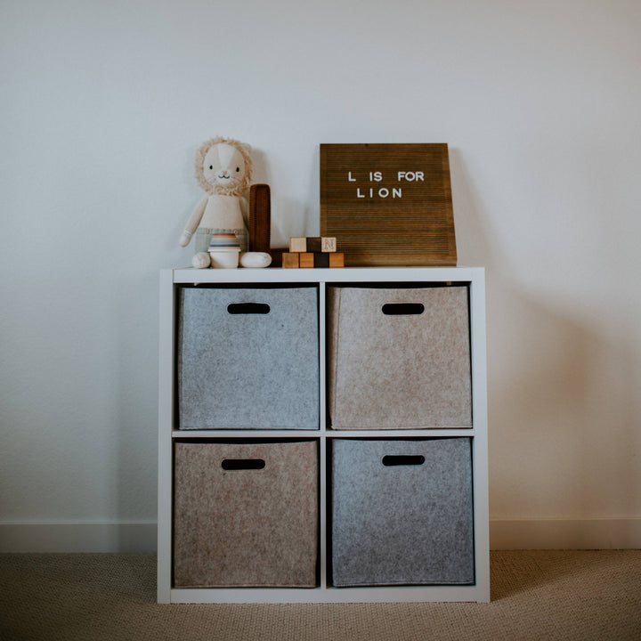 Oatmeal Felt Cube Storage Bin