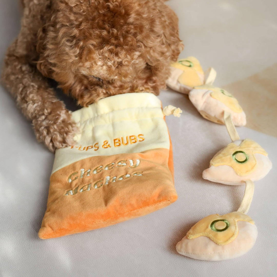 Cheesy Nachos Nosework Enrichment Toy | Snuffle | Squeaker