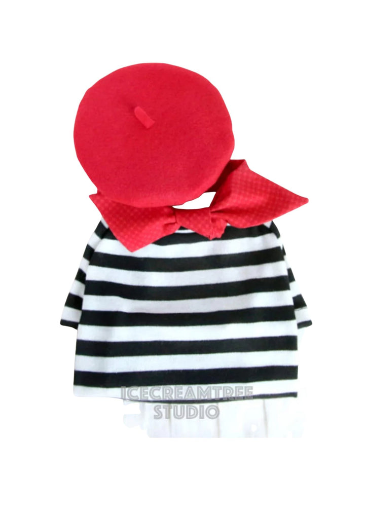 French Outfit Set Shirt + Scarf + Beret