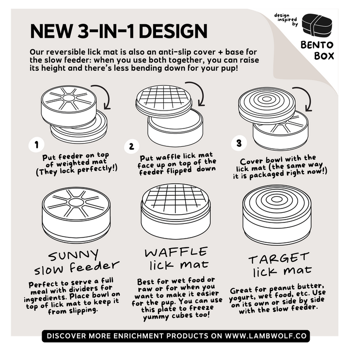 3-in-1 Bento Lick Mat + Slow Feeder