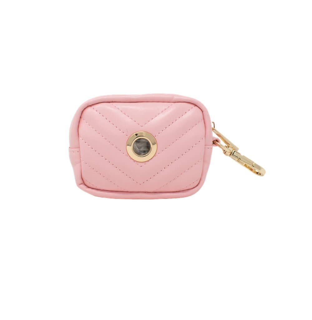 Kylie Pink Vegan Leather Poop Bag Dispenser &amp; Treat Pouch