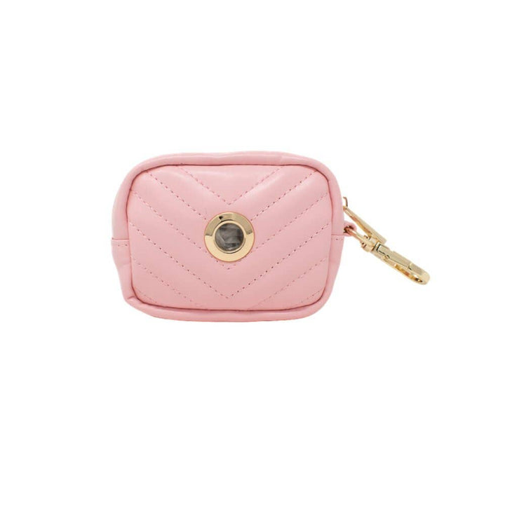 Kylie Pink Vegan Leather Poop Bag Dispenser &amp; Treat Pouch