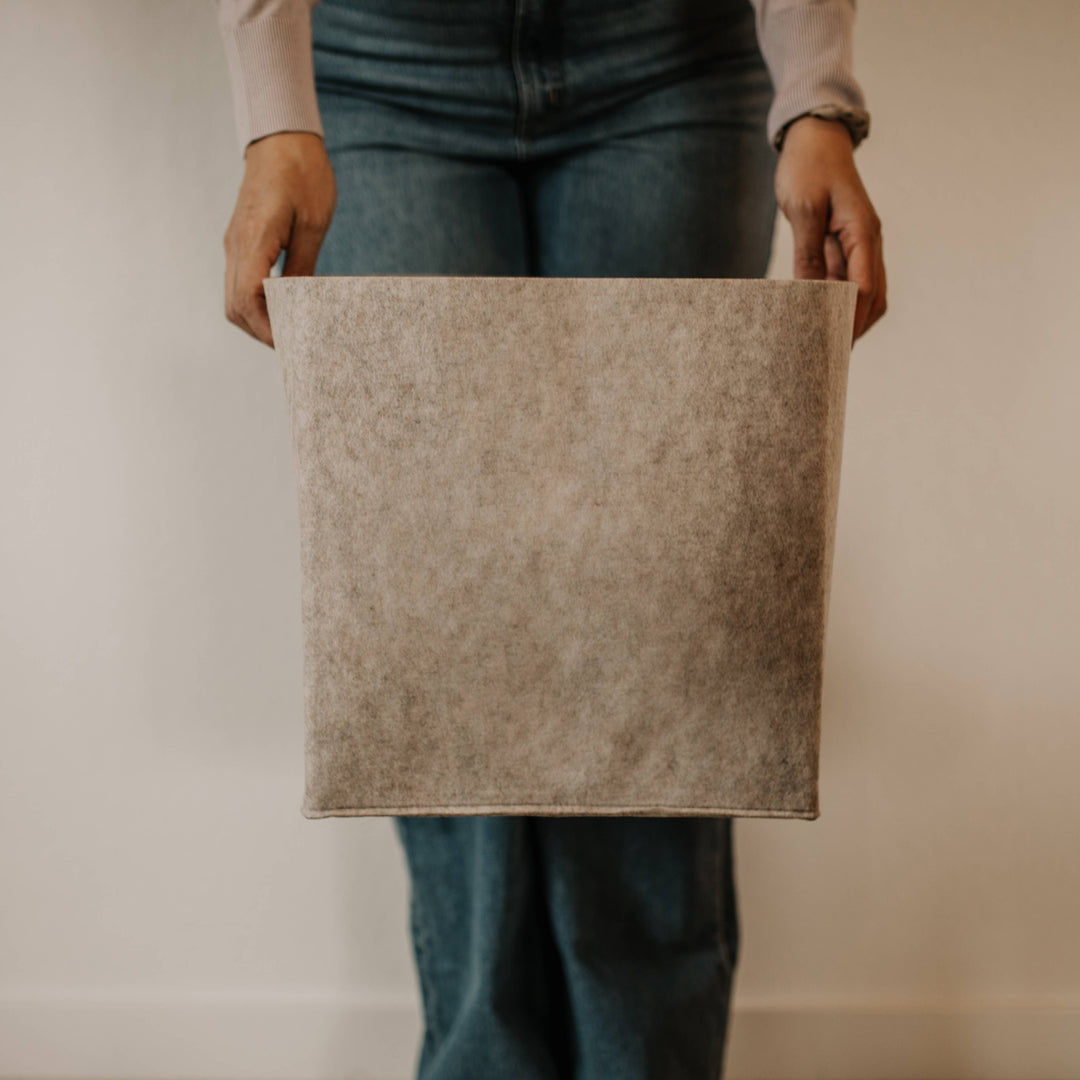 Oatmeal Felt Cube Storage Bin
