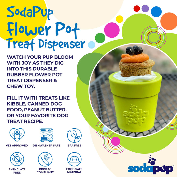 Flower Pot Durable Rubber Treat Dispenser &amp; Enrichment