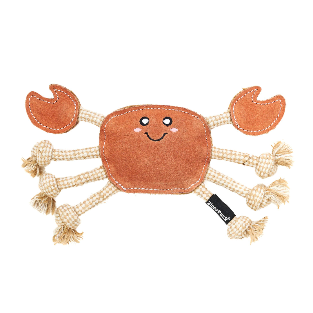 EcoZippy Suede and Rope Buddies Crab Dog Toy
