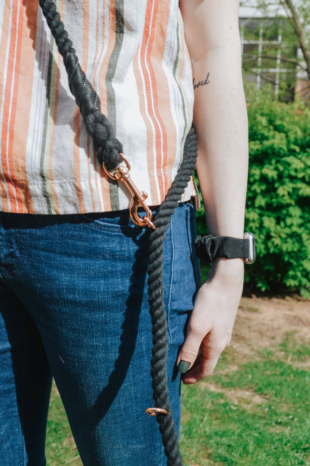 Hands Free Rope Leash Noir