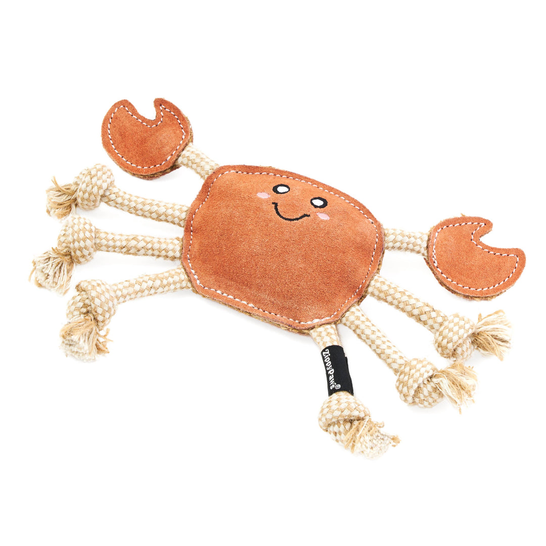 EcoZippy Suede and Rope Buddies Crab Dog Toy