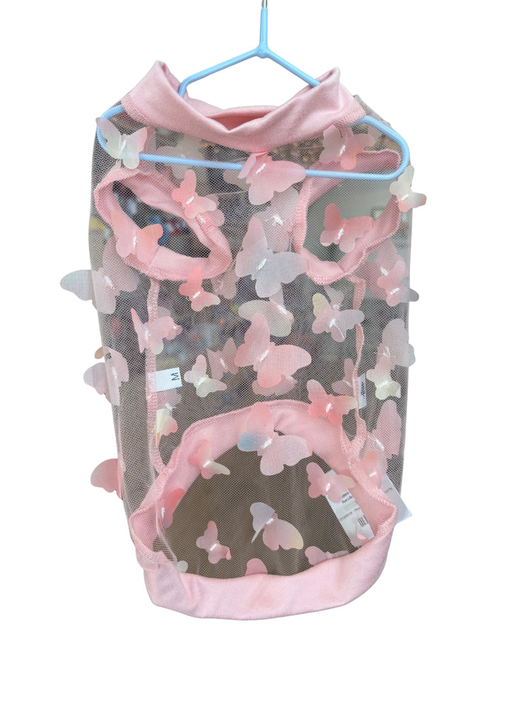 Peachy Pink Ombre Butterfly Mesh Top