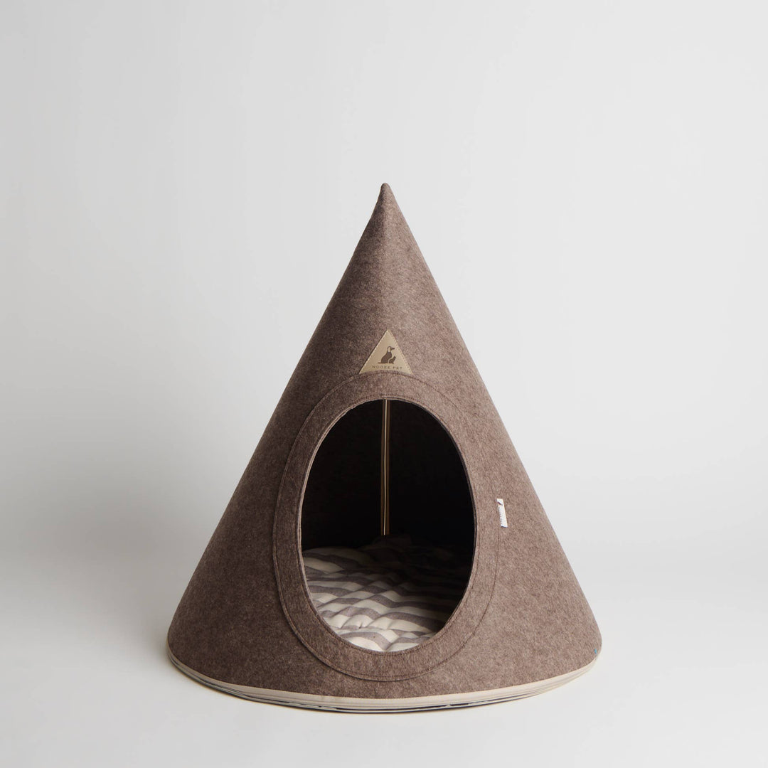 Recycled Felt Pet Cave (Brown) – Modern Foldable Dog House
