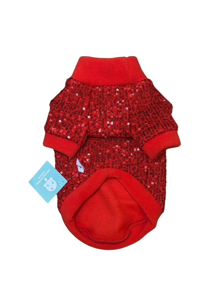 Red Sequin Fleece Top