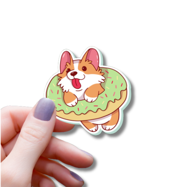 Corgi Donut Dog Lover Sticker 3"