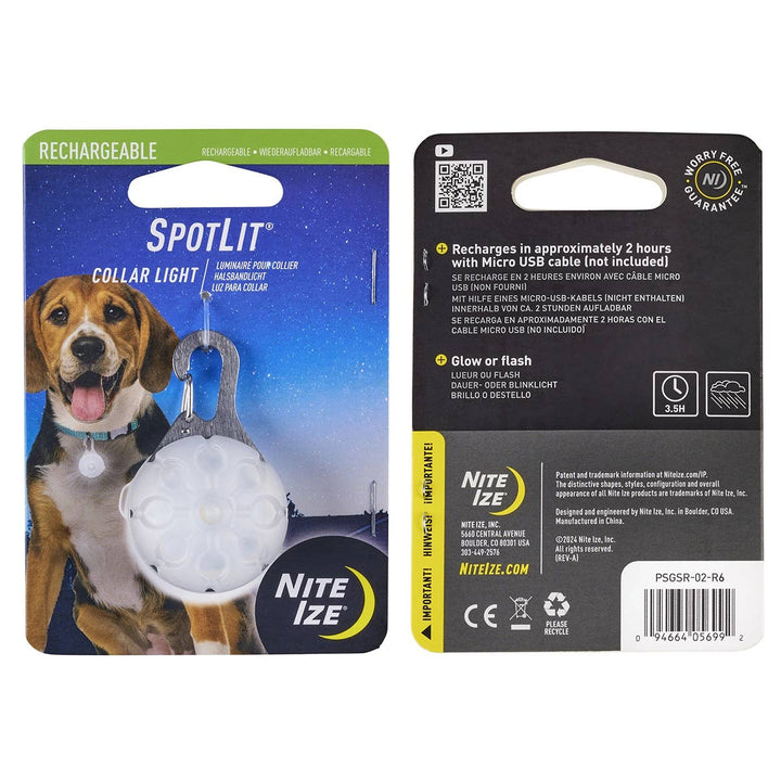 SpotLit® Rechargeable Collar Light - White
