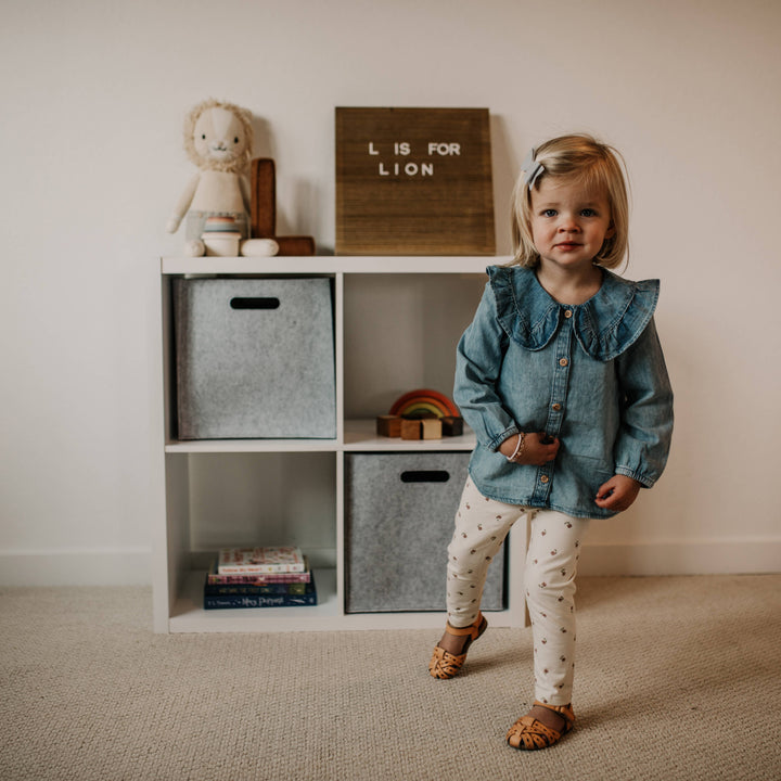 Grey Felt Cube Storage Bin