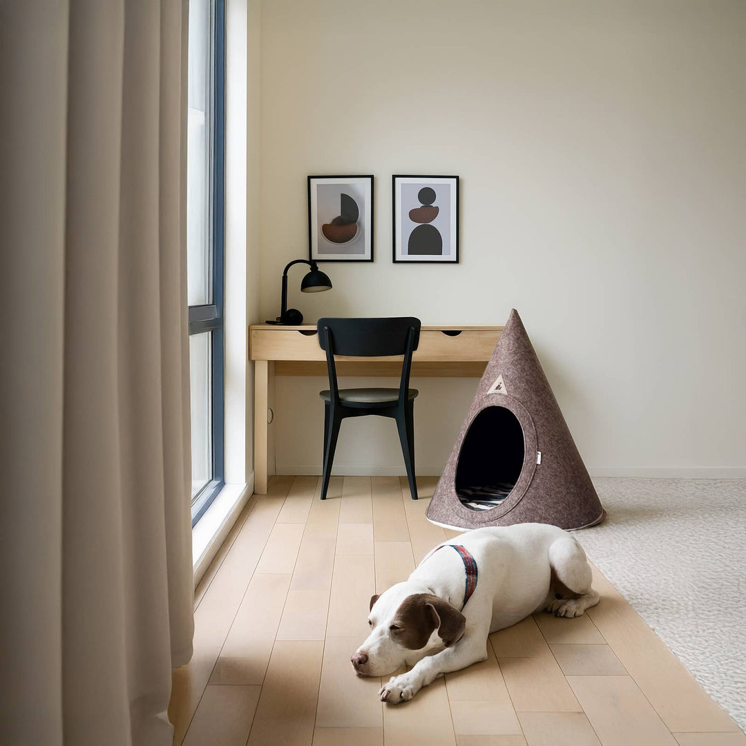 Recycled Felt Pet Cave (Brown) – Modern Foldable Dog House