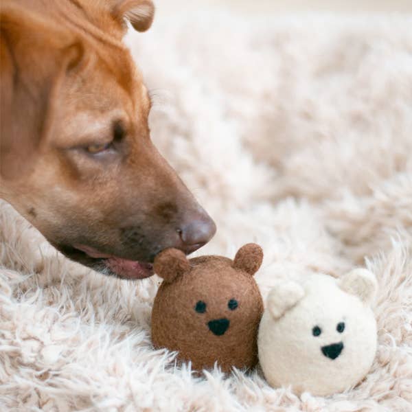 Wool Brown Bear Wool Dog Toy