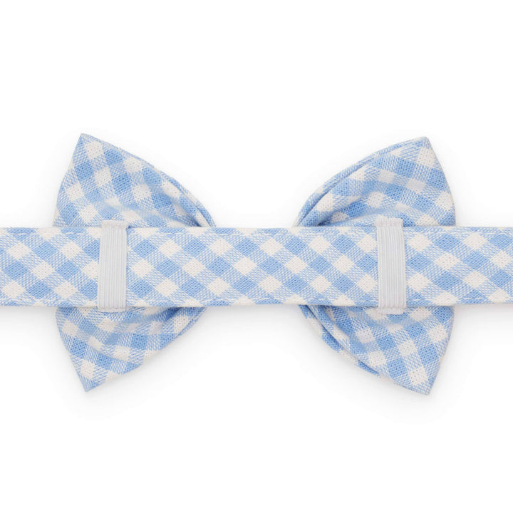Sky Blue Gingham Spring Dog Bow Tie