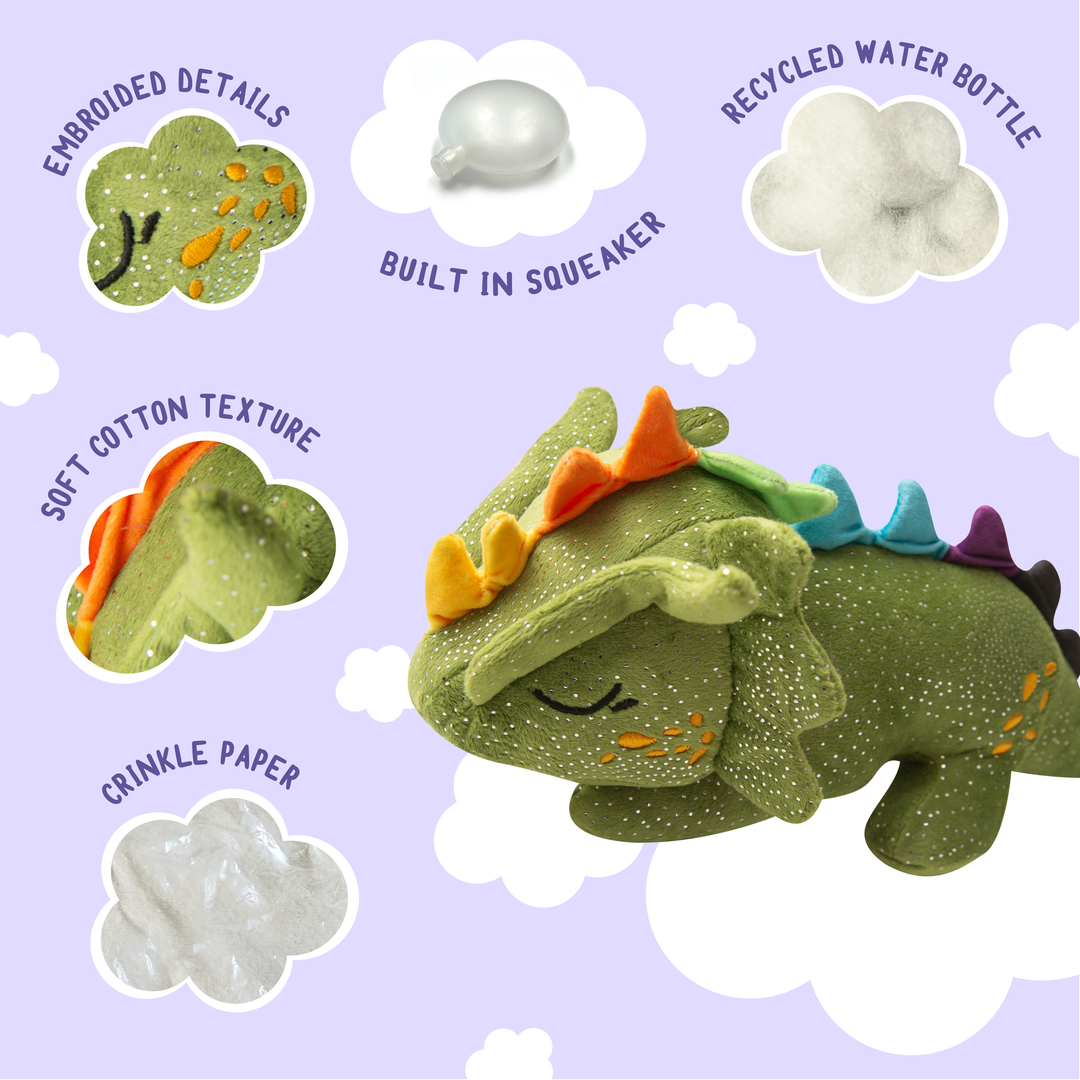 Drowsy the Dragon Plush Dog Toy Green 14"