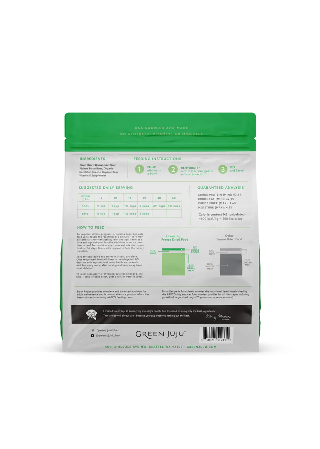 Bison Recipe Freeze Dried Raw Diet 14oz