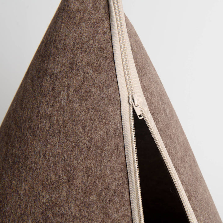 Recycled Felt Pet Cave (Brown) – Modern Foldable Dog House