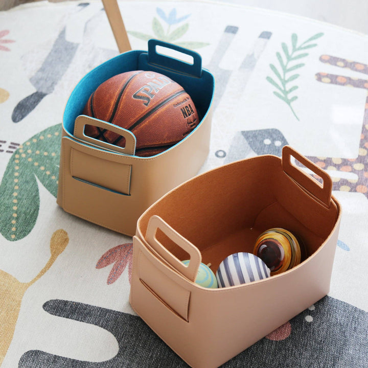 Vegan Leather Felt-lined Storage Bin