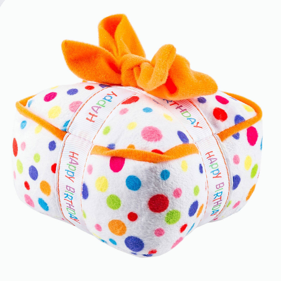 Happy Birthday Gift Box Squeaker Dog Toy
