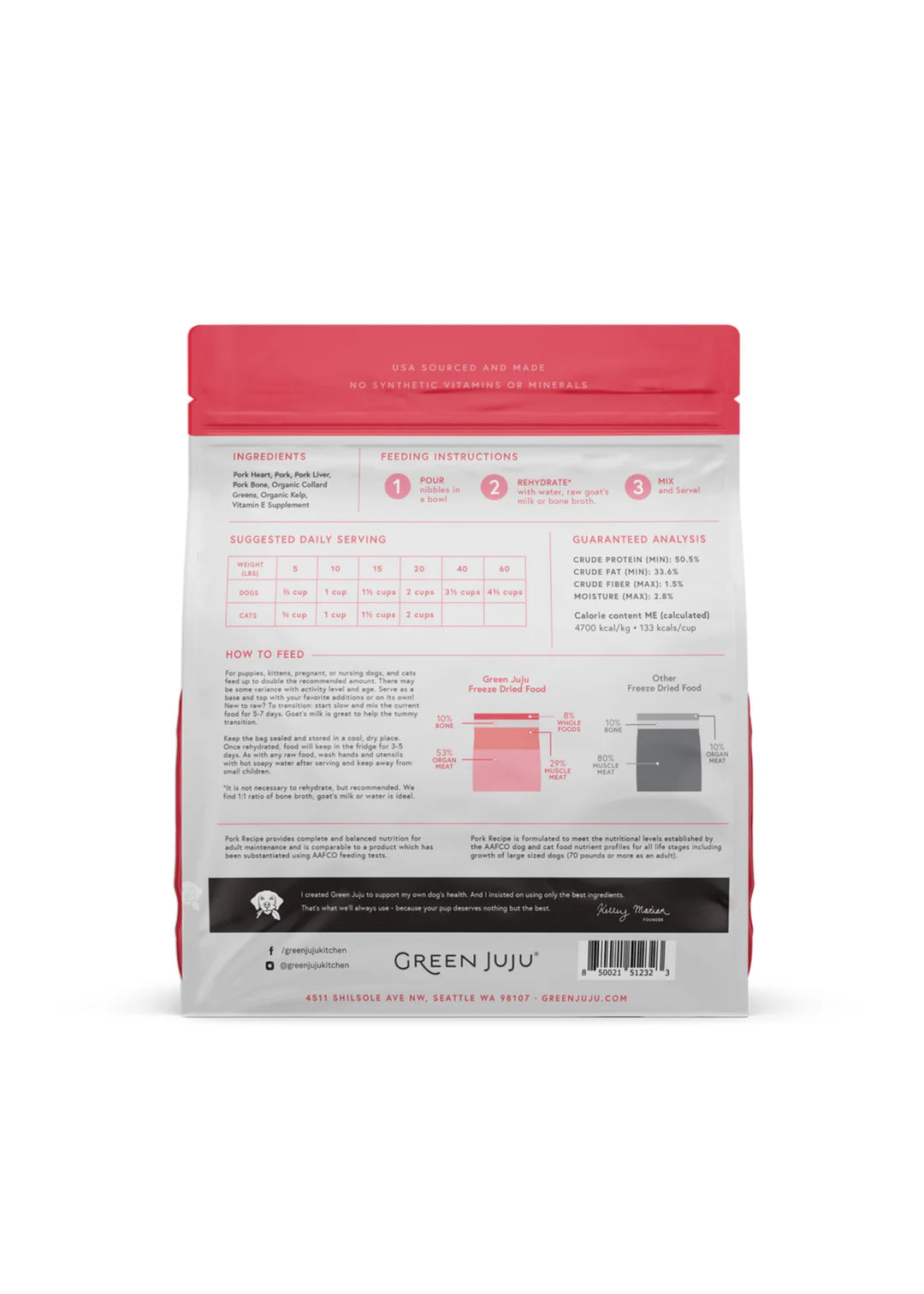 Pork Recipe Freeze Dried Raw Diet 14oz