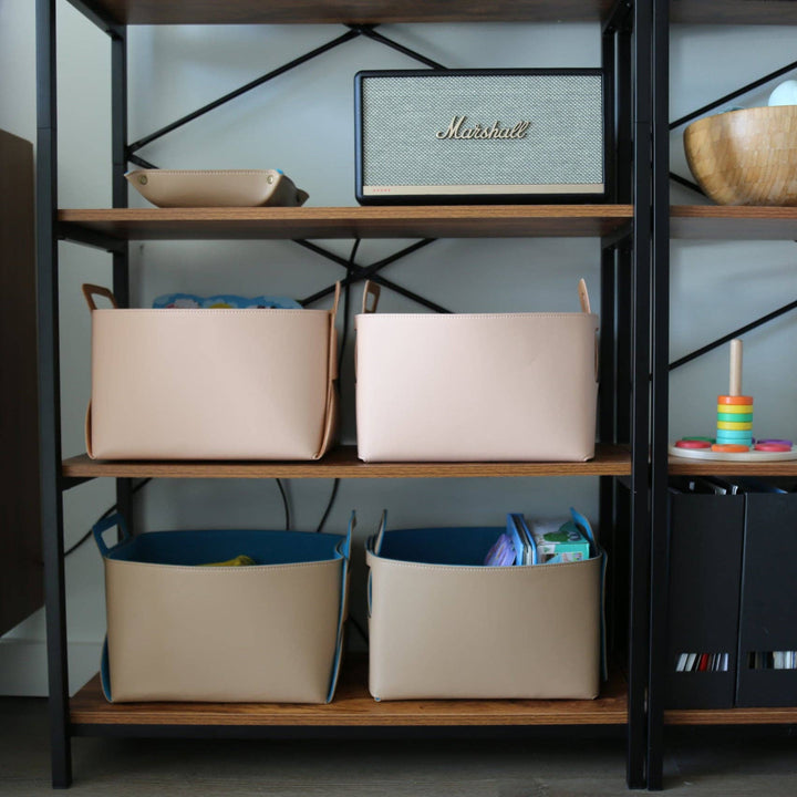 Vegan Leather Felt-lined Storage Bin
